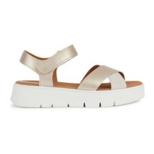 Sandale cu talpa wedge si garnituri din piele