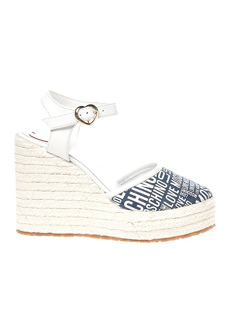 Sandale cu talpa wedge si imprimeu logo 1 Sandale cu talpa wedge si imprimeu logo