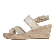 Sandale cu talpa wedge si logo