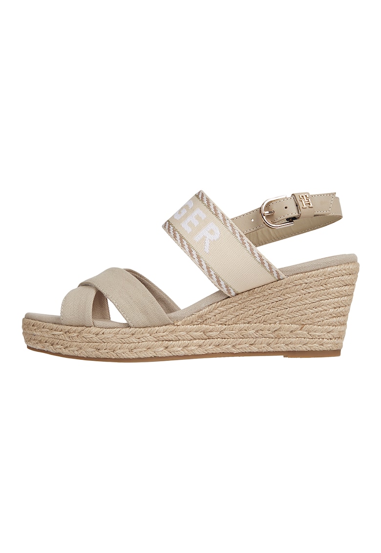 Sandale cu talpa wedge si logo 1 Sandale cu talpa wedge si logo