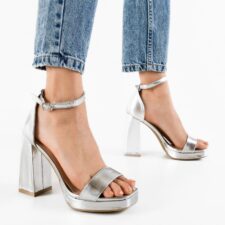 Sandale cu toc Abiola Argintii