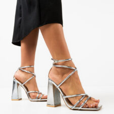 Sandale cu toc Amber Argintii