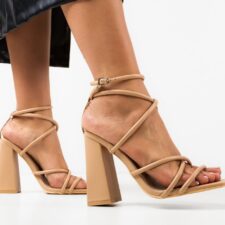 Sandale cu toc Amber Bej