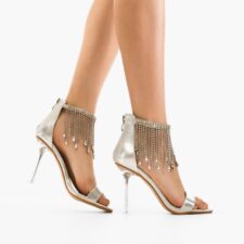 Sandale cu toc Arcana Argintii