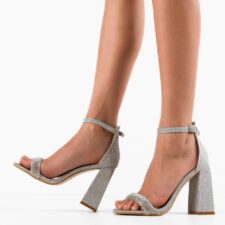 Sandale cu toc Arron Argintii