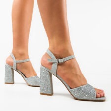 Sandale cu toc Baragaz Argintii