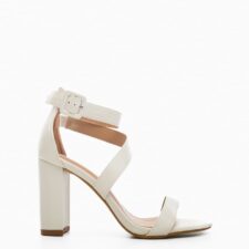 Sandale cu toc Beatrix Albe