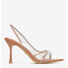 Sandale cu toc  Bej - Material Sintetic