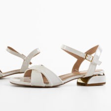 Sandale cu toc Beridze Albe