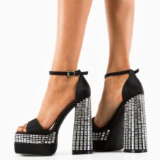 Sandale cu toc Bersomna Negre