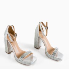 Sandale cu toc Breda Argintii