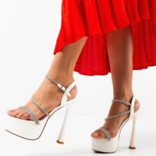 Sandale cu toc Bydyry Albe