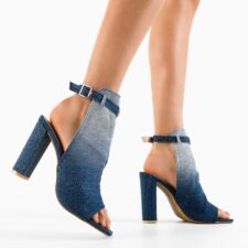 Sandale cu toc Cheeta Albastre