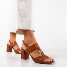 Sandale cu toc Cline Camel
