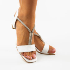 Sandale cu toc Dance Albi