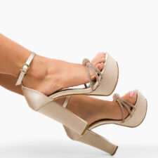 Sandale cu toc Delya Bej