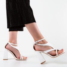 Sandale cu toc Dilara Albe