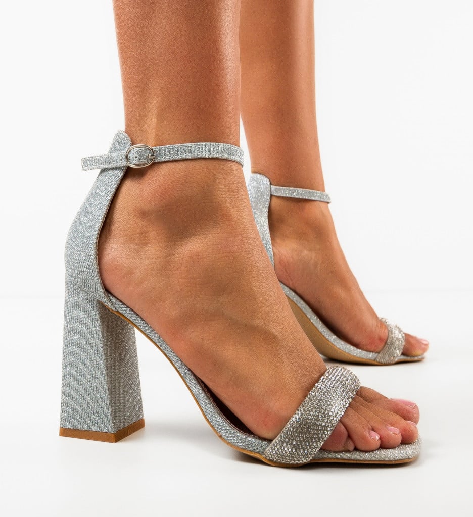 Sandale cu toc Eligia Argintii 1 Sandale cu toc Eligia Argintii