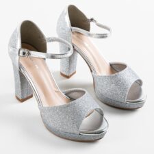 Sandale cu toc Erik Argintii