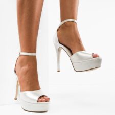 Sandale cu toc Euandro Albe