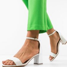 Sandale cu toc Ffion Albe