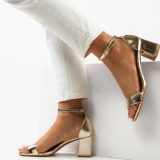 Sandale cu toc Ffion Aurii