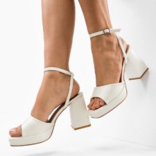 Sandale cu toc Flaviana Albe