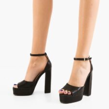 Sandale cu toc Flora Negre