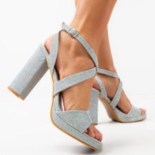 Sandale cu toc Florence Argintii