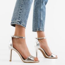 Sandale cu toc Giusia Argintii