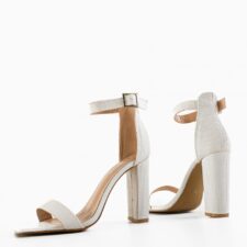 Sandale cu toc Grace Albe