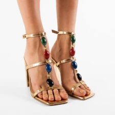 Sandale cu toc Grace Aurii 2