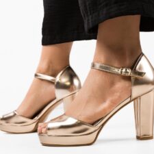 Sandale cu toc Hiper Aurii