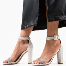 Sandale cu toc Hoover Argintii