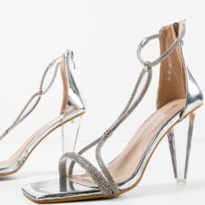 Sandale cu toc Hortensia Argintii
