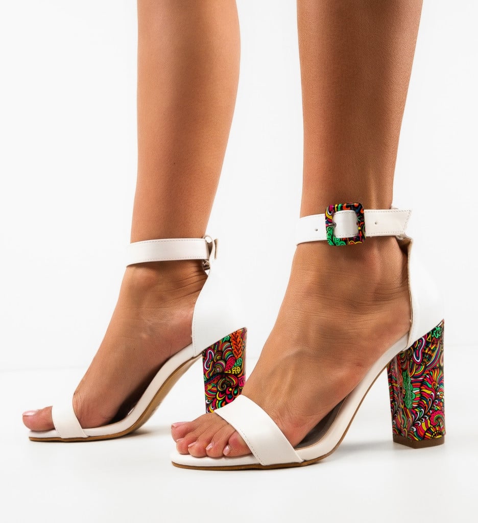 Sandale cu toc Hustony Albe 2 1 Sandale cu toc Hustony Albe 2