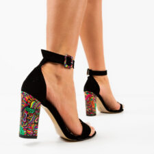 Sandale cu toc Hustony Negre 2