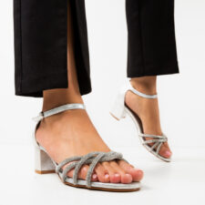 Sandale cu toc Iwan Argintii