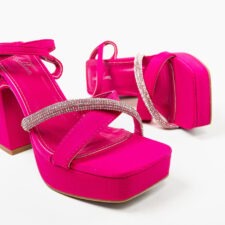 Sandale cu toc Jakki Fuchsia