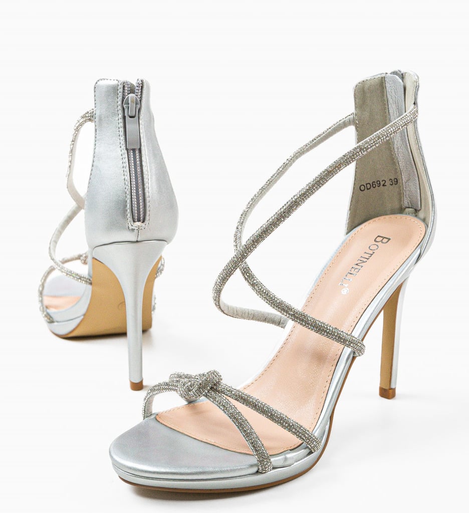 Sandale cu toc Kalibru Argintii 1 Sandale cu toc Kalibru Argintii