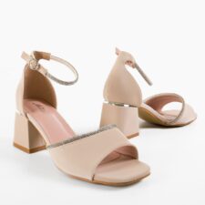 Sandale cu toc Karlie Bej