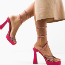 Sandale cu toc Keane Fuchsia