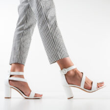 Sandale cu toc Kelemen Albe