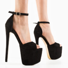 Sandale cu toc Kirano Negre