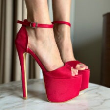 Sandale cu toc Kirano Rosii