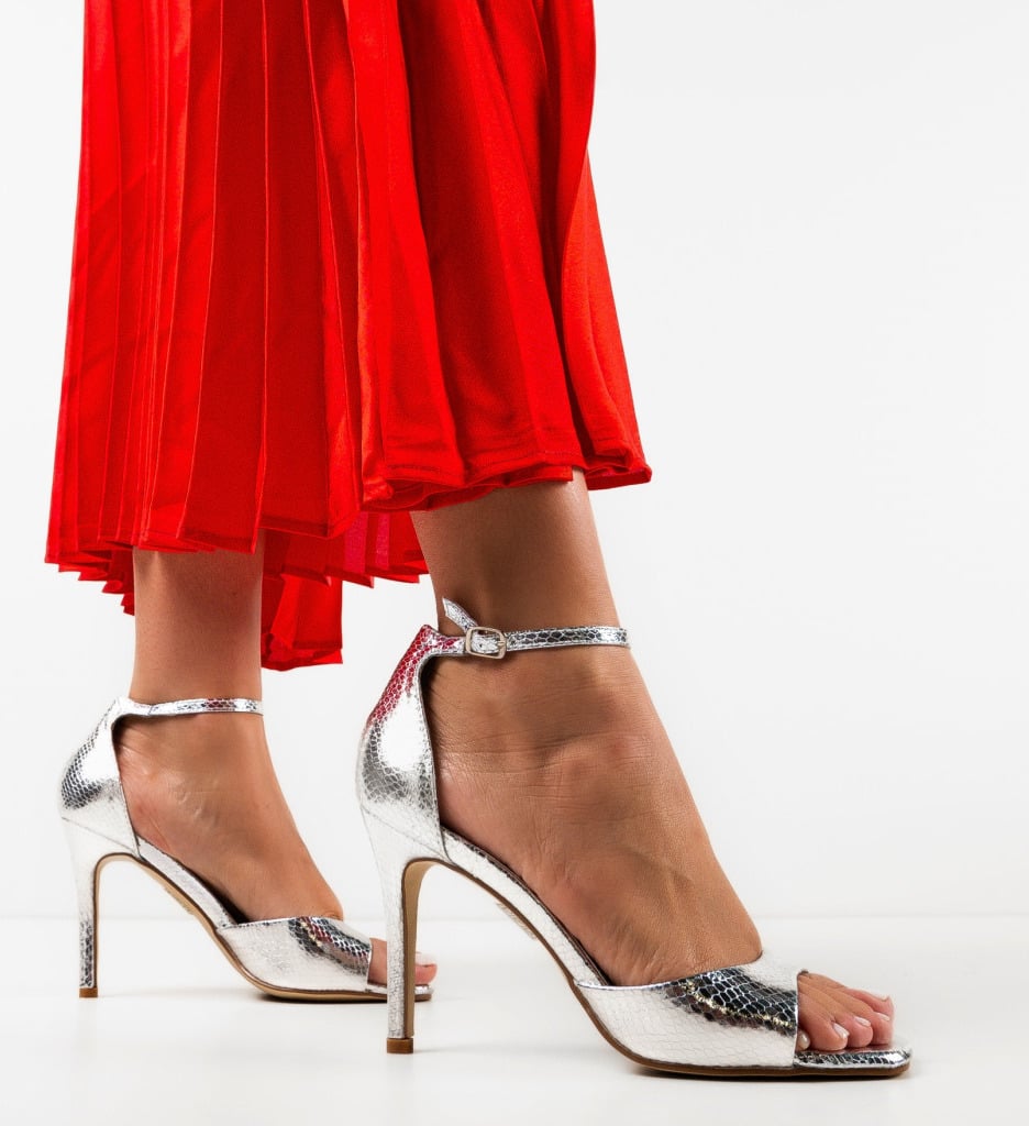 Sandale cu toc Lekaz Argintii 1 Sandale cu toc Lekaz Argintii