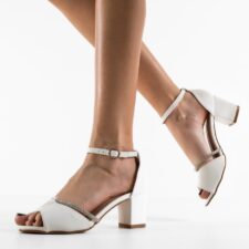 Sandale cu toc Leyre Albe