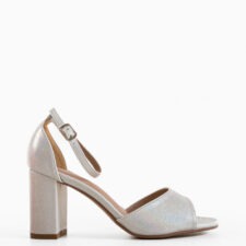 Sandale cu toc Magali Albe