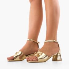 Sandale cu toc Mann Aurii