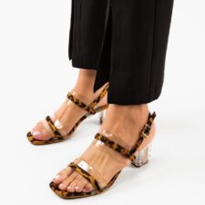 Sandale cu toc Martens Animal Print